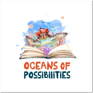 oceans possibilities reading turtle Posters and Art